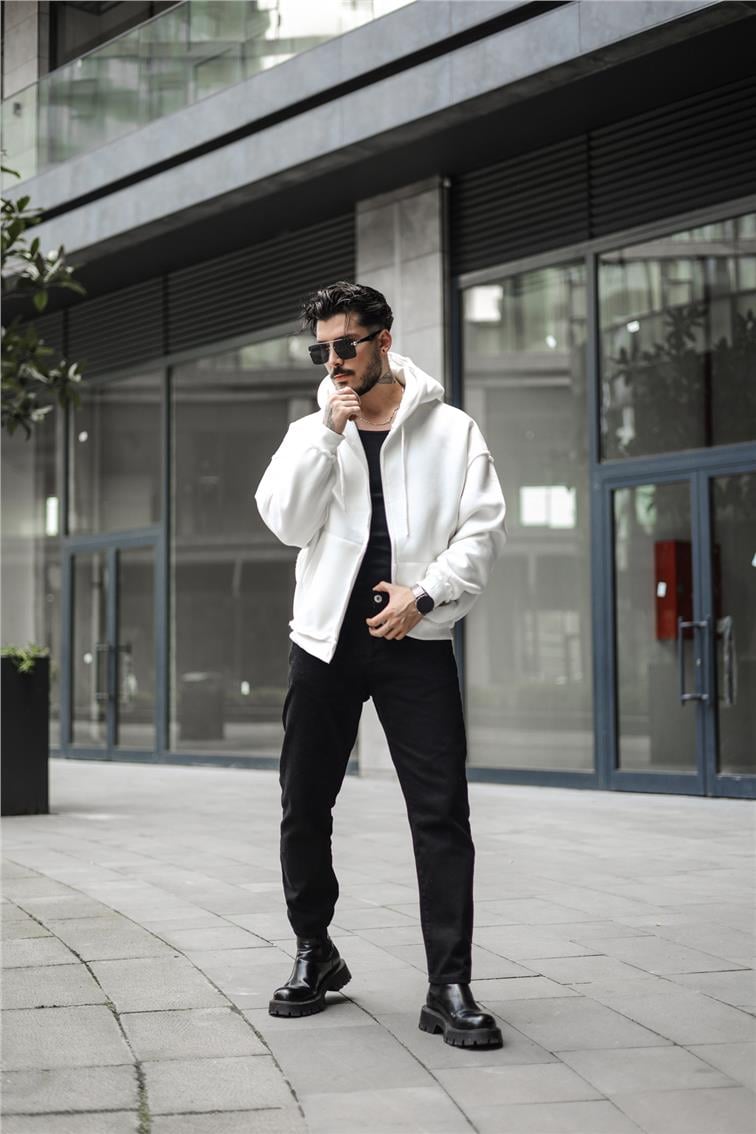 Basic Oversize Hoodie Beyaz