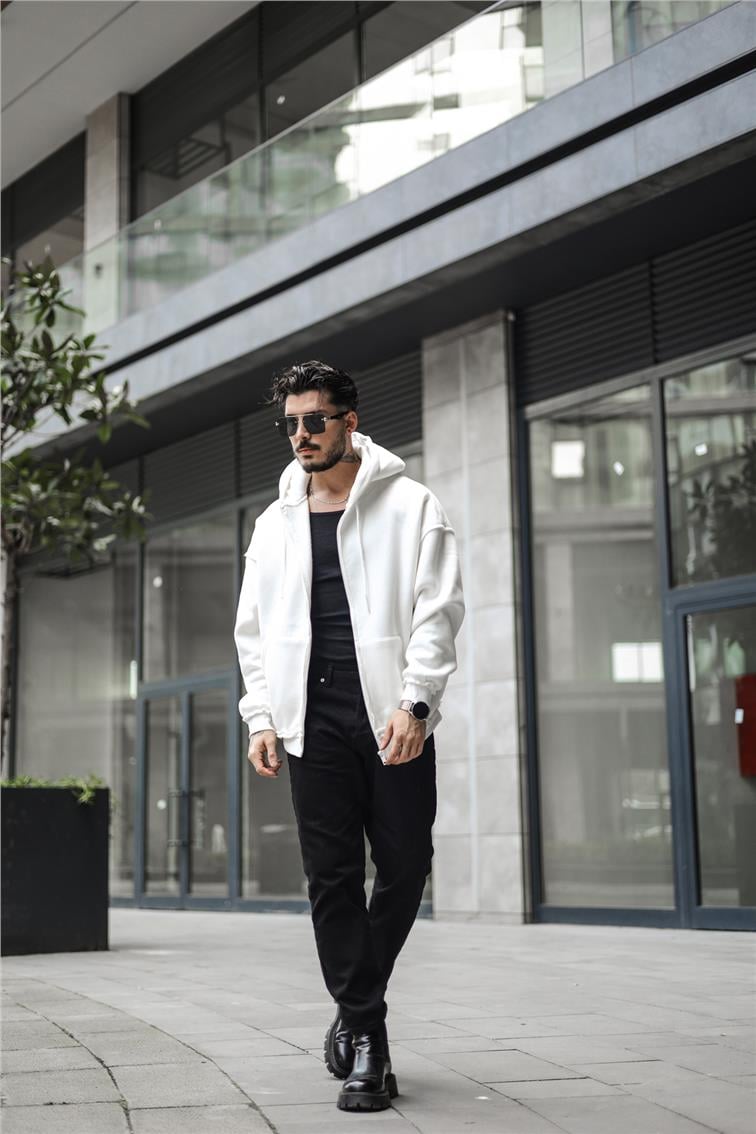 Basic Oversize Hoodie Beyaz