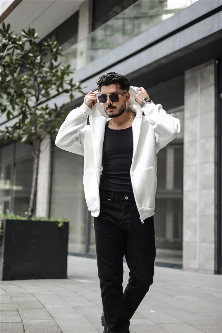 Basic Oversize Hoodie Beyaz
