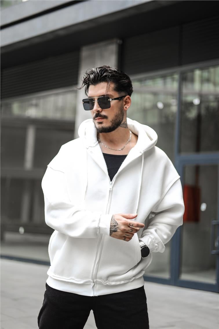 Basic Oversize Hoodie Beyaz