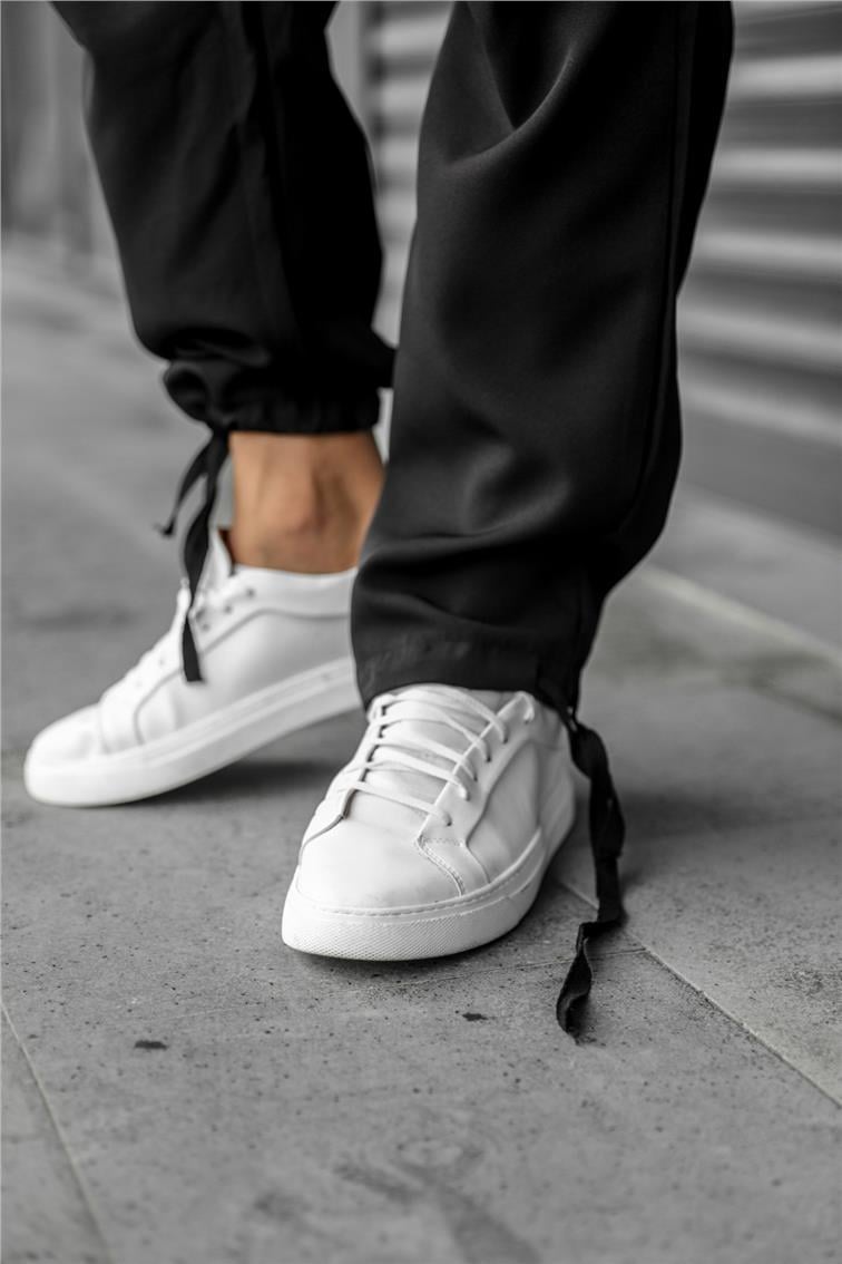 Basic Paçası Kuşak Detaylı Ayarlanabilir Jogger Pantolon Siyah