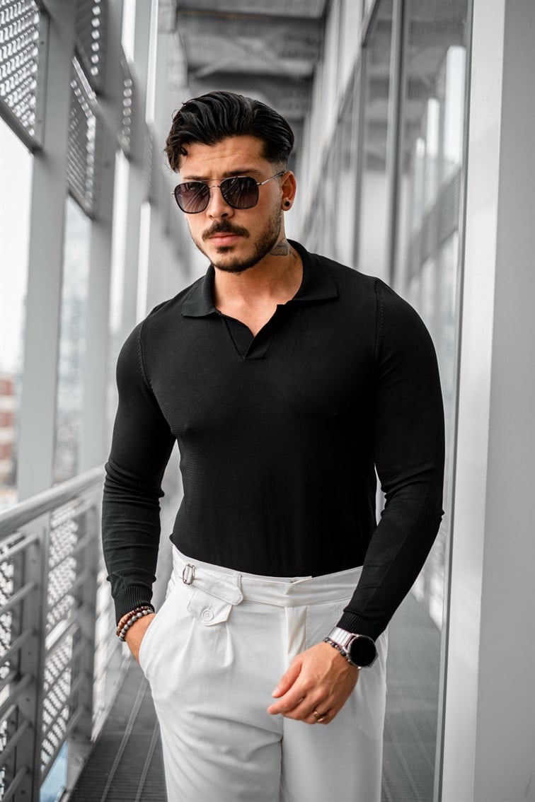 Basic Polo Yaka Sweatshirt