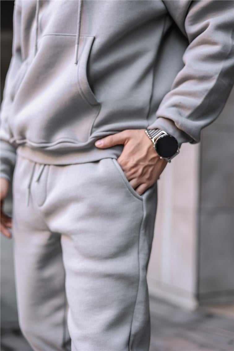 Basic Şardonlu Eşofman Gri