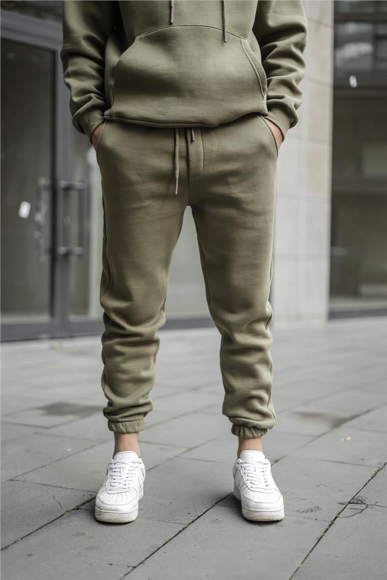 Basic Şardonlu Eşofman Haki