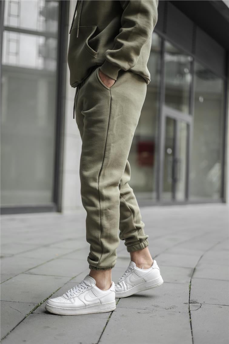 Basic Şardonlu Eşofman Haki