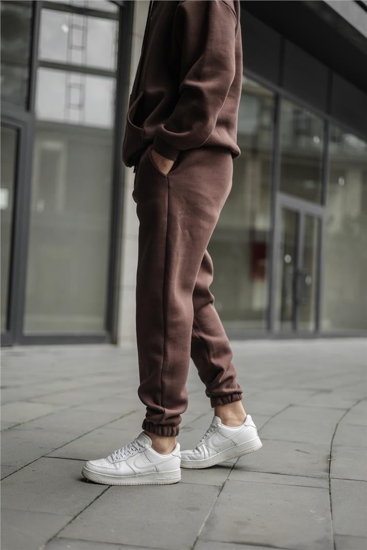 Basic Şardonlu Eşofman Kahve