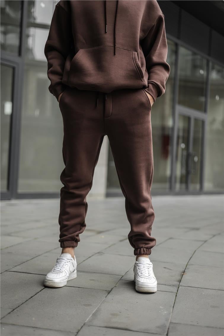 Basic Şardonlu Eşofman Kahve