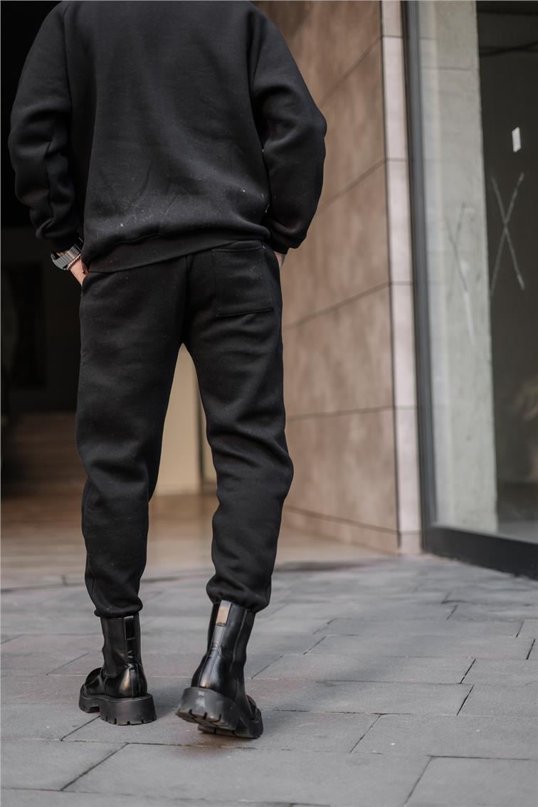 Basic Şardonlu Eşofman Siyah