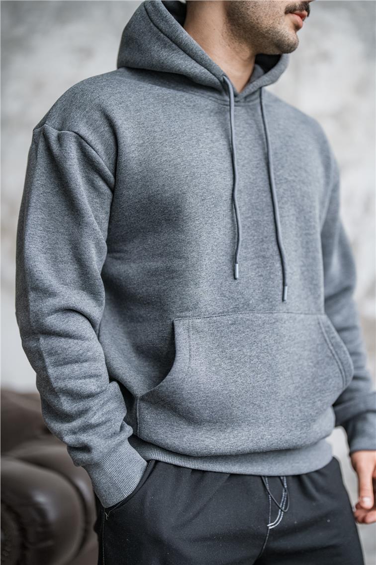 Basic Şardonlu Oversize Sweatshirt Antrasit