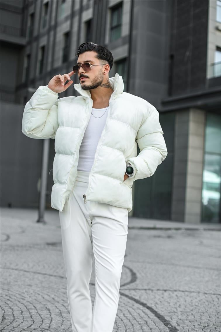 Basic Şişme Oversize Mont Beyaz