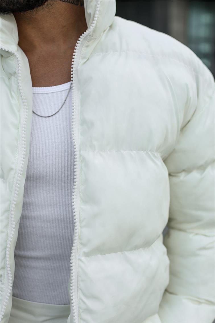 Basic Şişme Oversize Mont Beyaz
