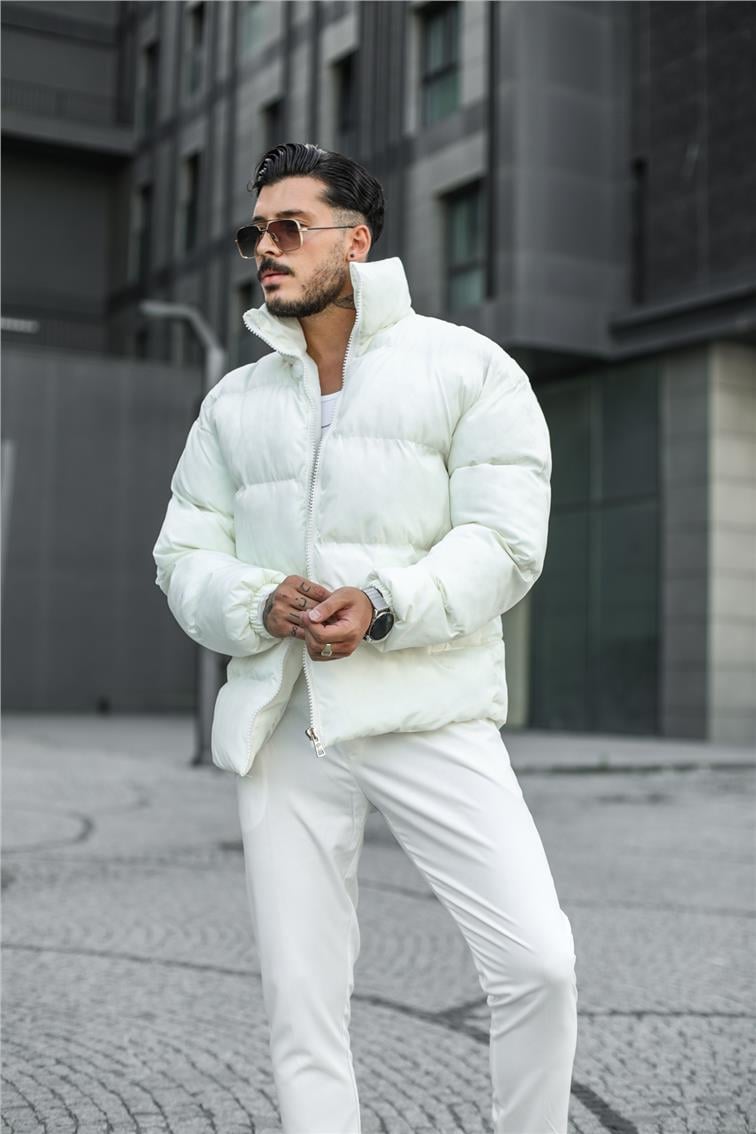 Basic Şişme Oversize Mont Beyaz