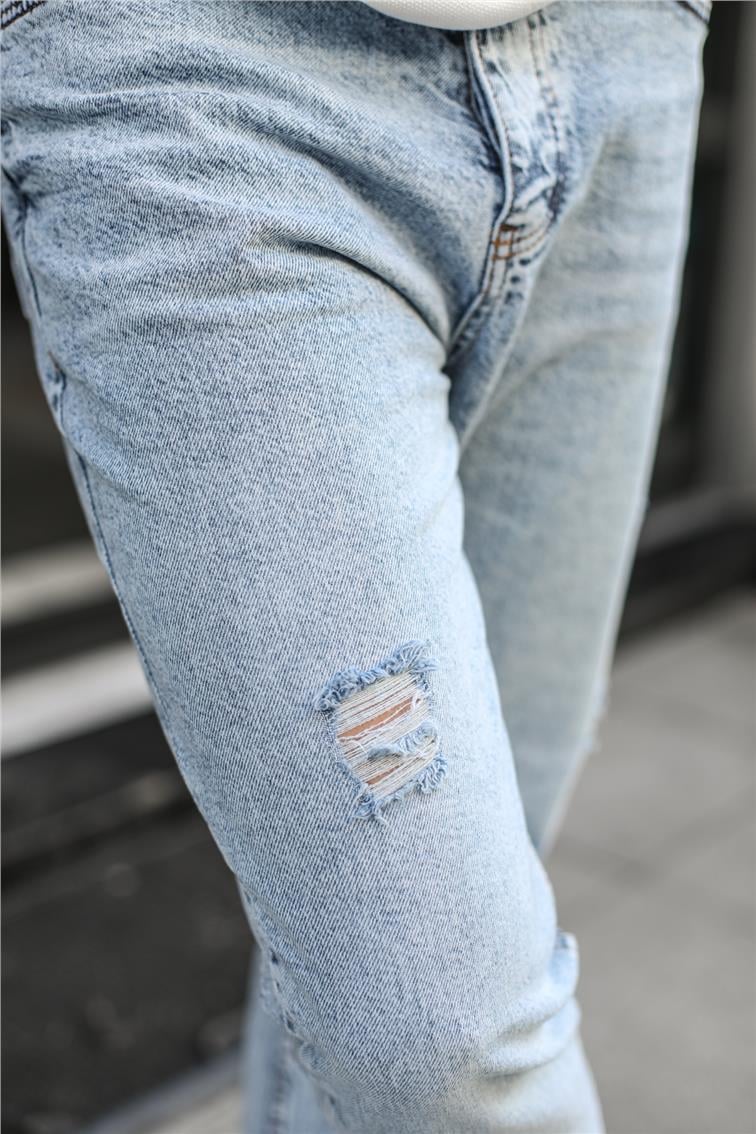 Basic Taşlamalı Boyfriend Jean Yıkamalı Mavi