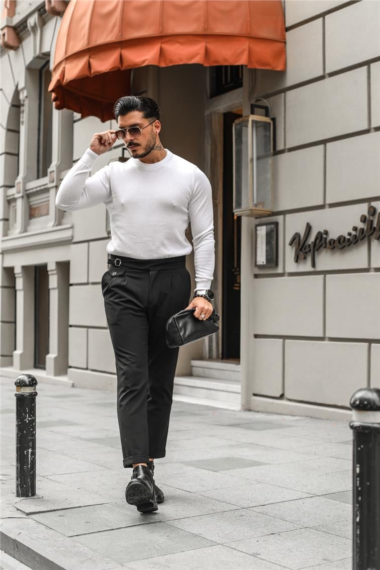 Basic Triko Slim Fit Kazak Beyaz
