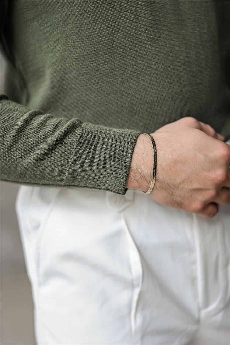 Basic Triko Slim Fit Kazak Haki