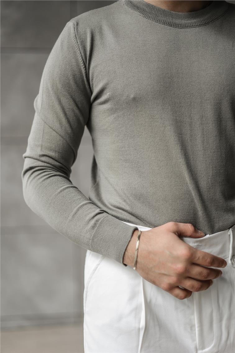 Basic Triko Slim Fit Kazak Mint