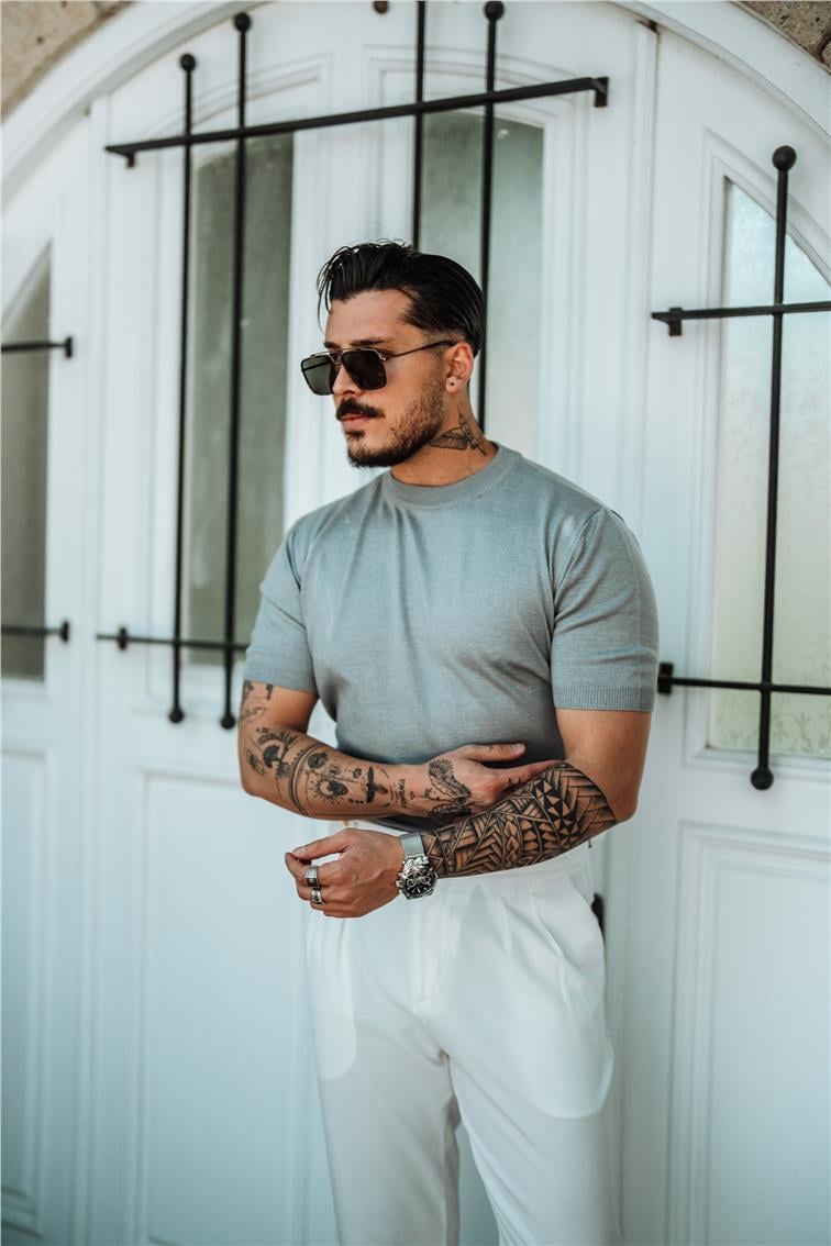 Basic Triko Slim Fit T-Shirt Gri