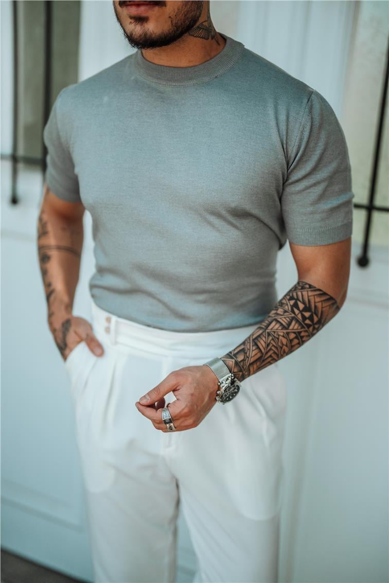Basic Triko Slim Fit T-Shirt Gri