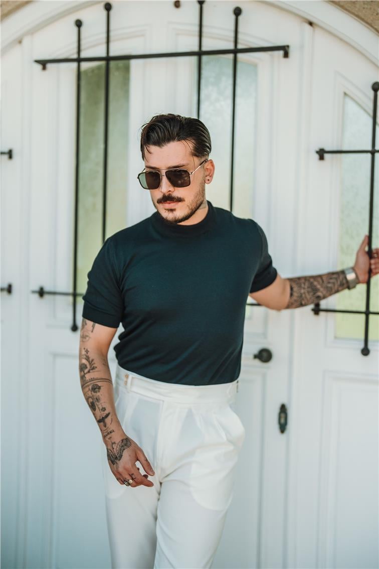 Basic Triko Slim Fit T-Shirt Lacivert