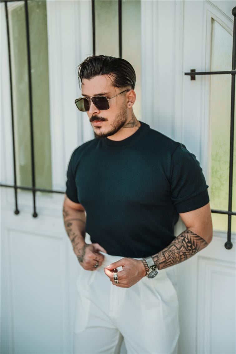 Basic Triko Slim Fit T-Shirt Lacivert