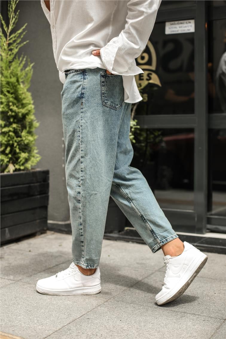 Basic Yıkamalı Mom Jean Yıkamalı Mavi