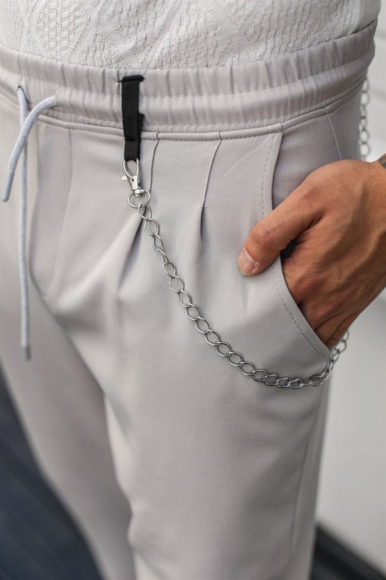 Bel Detaylı Double Paça Kumaş Pantolon