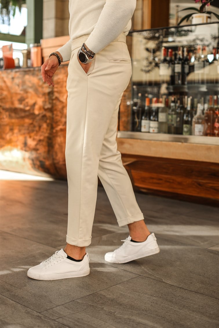 Bel Düğme Detay Double Paça Gabardin Pantolon