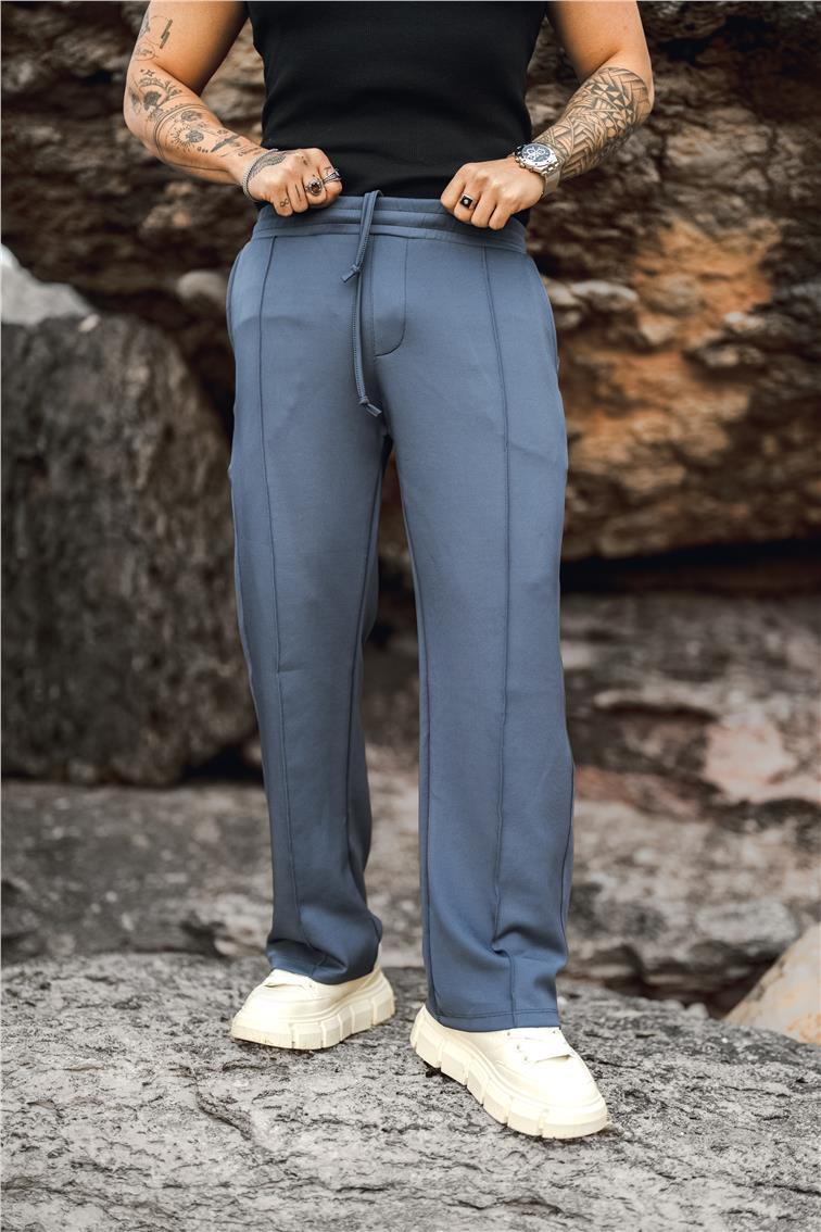 Beli Lastili Rahat Baggy Eşofman Füme
