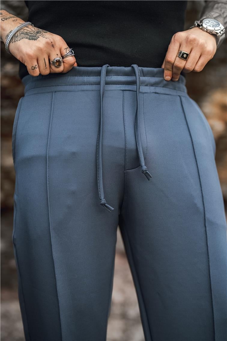 Beli Lastili Rahat Baggy Eşofman Füme