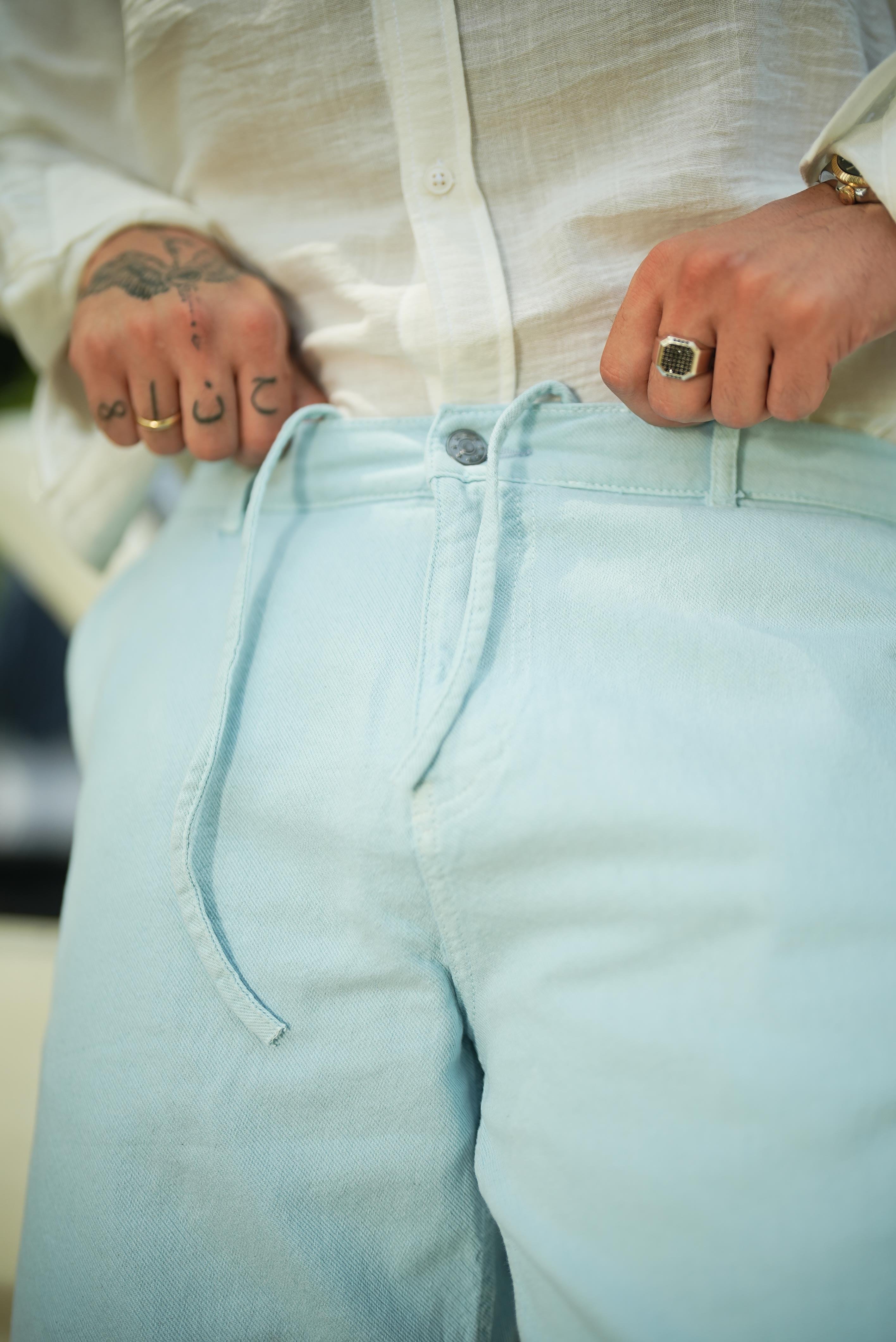 Bermuda Bol Kalıp Şort Bebe Mavisi