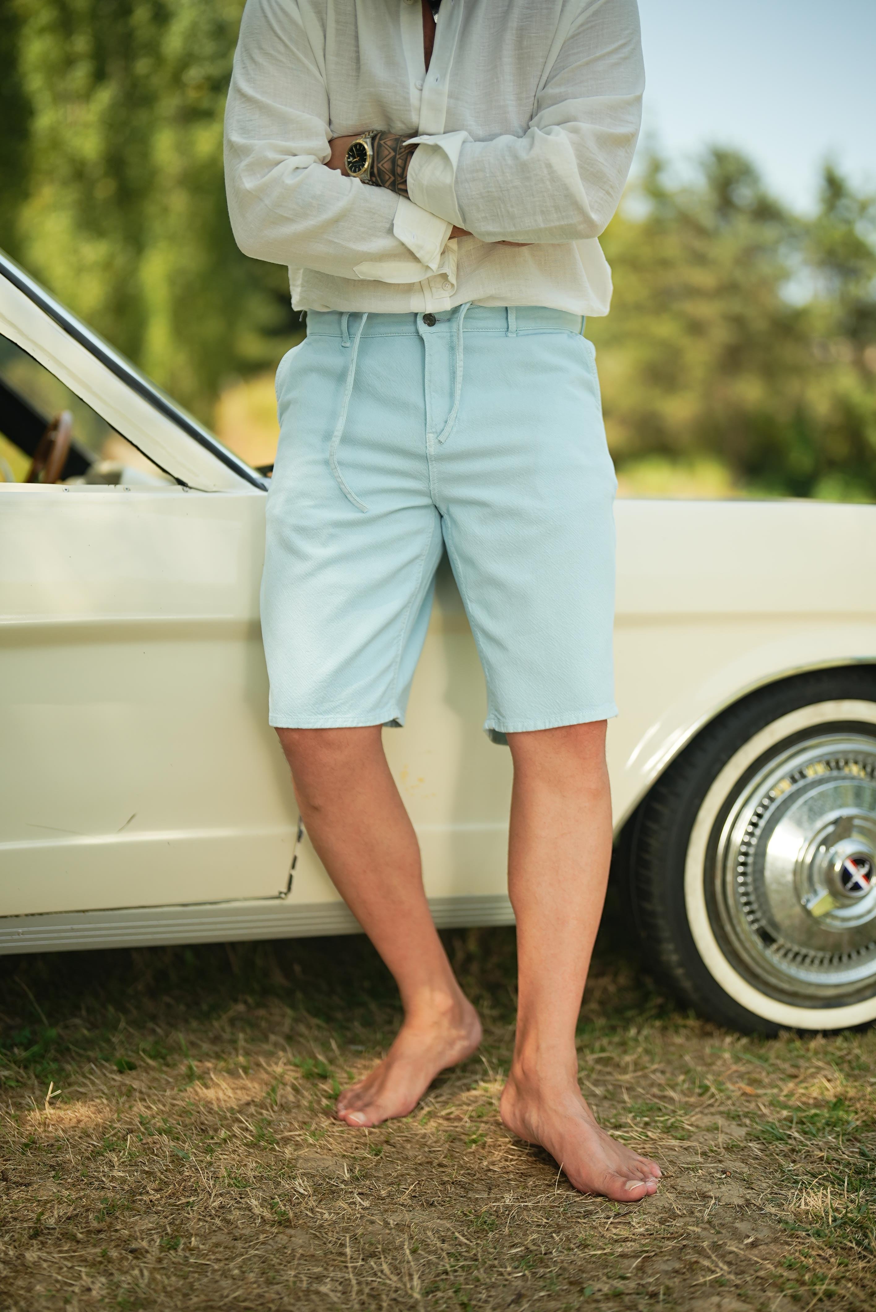 Bermuda Bol Kalıp Şort Bebe Mavisi