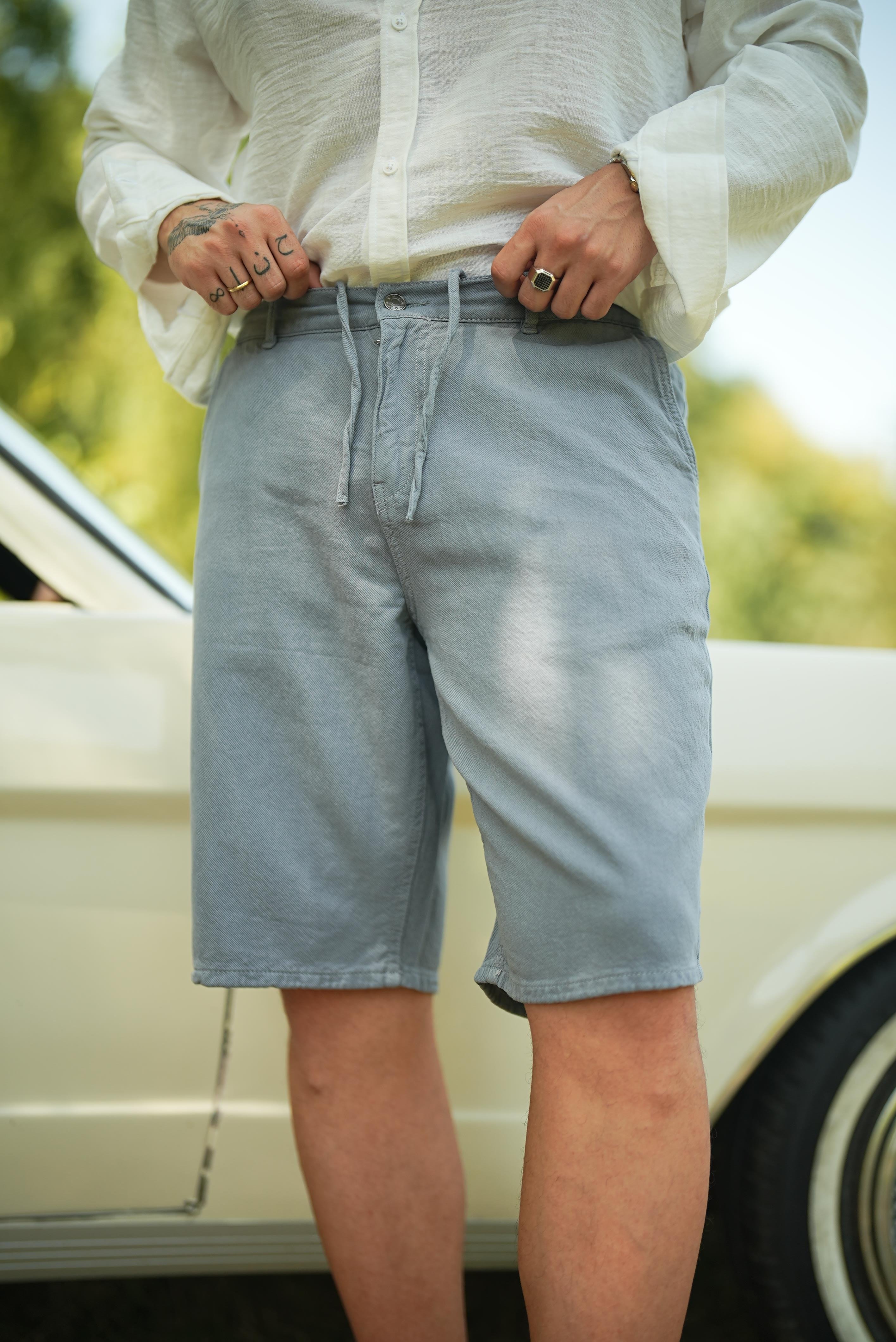 Bermuda Bol Kalıp Şort Füme