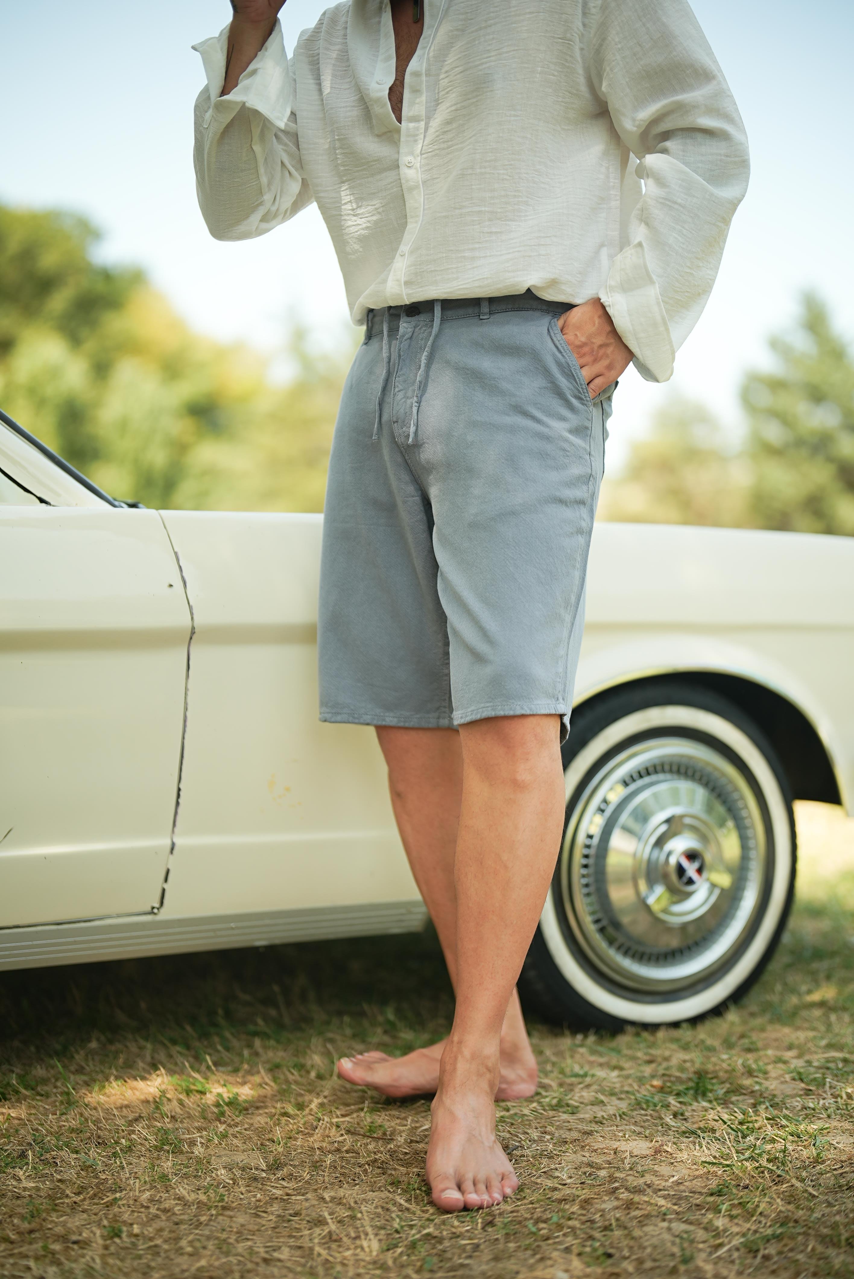 Bermuda Bol Kalıp Şort Füme