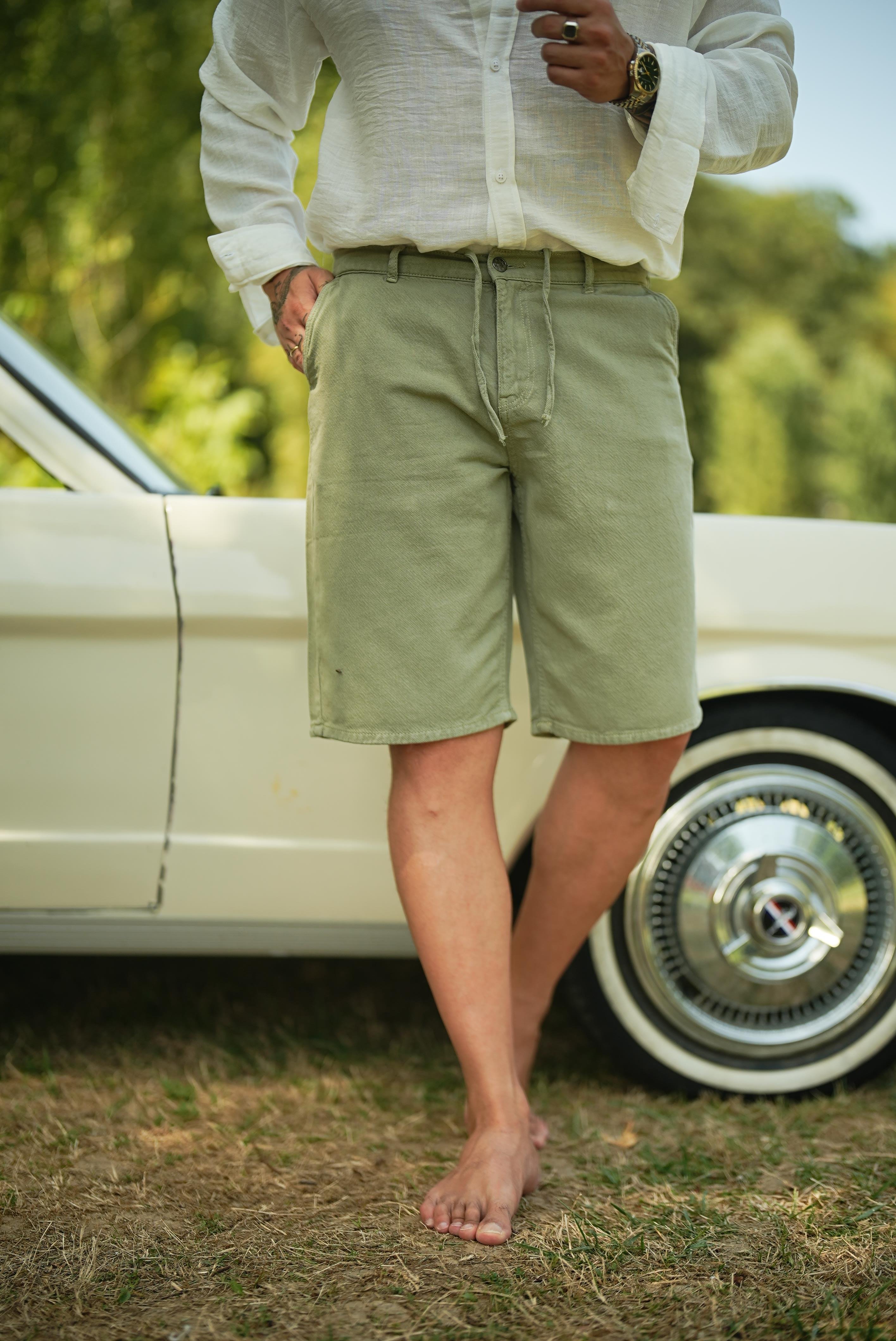 Bermuda Bol Kalıp Şort Haki