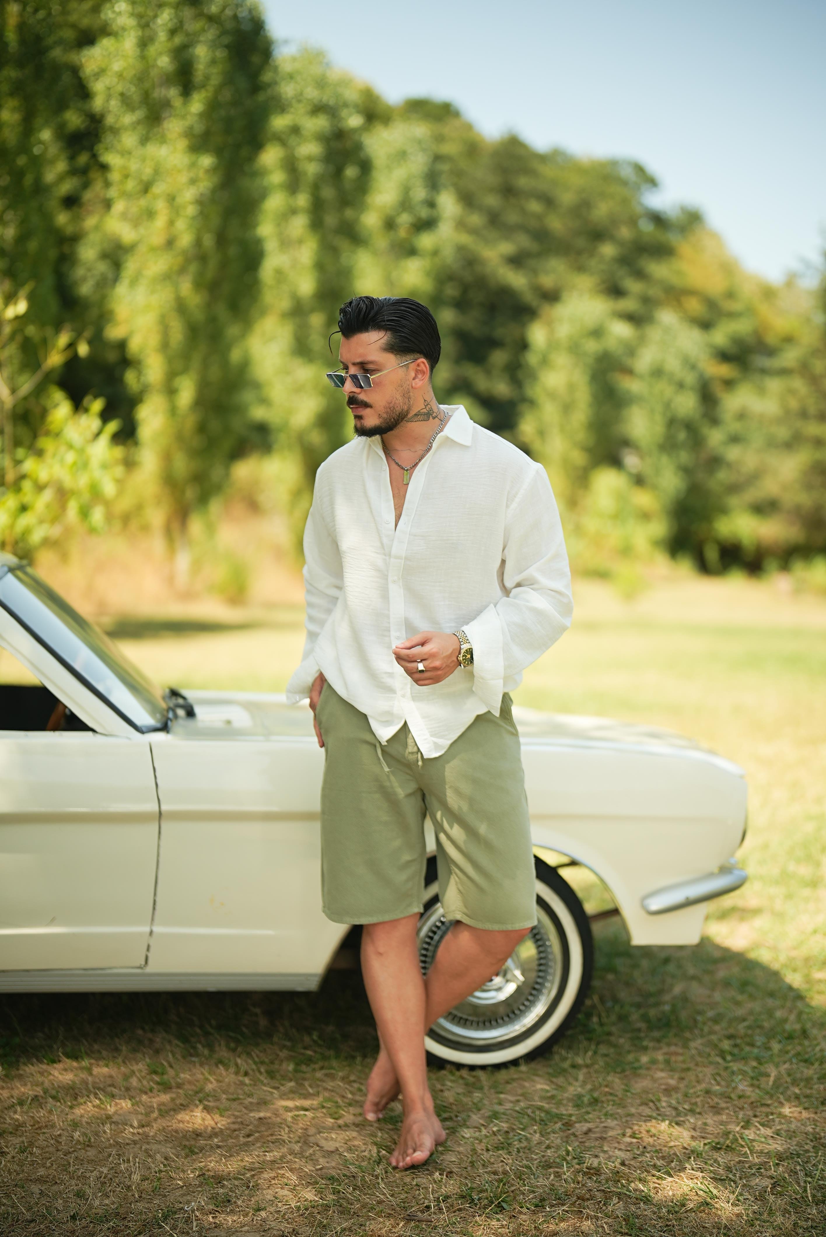 Bermuda Bol Kalıp Şort Haki