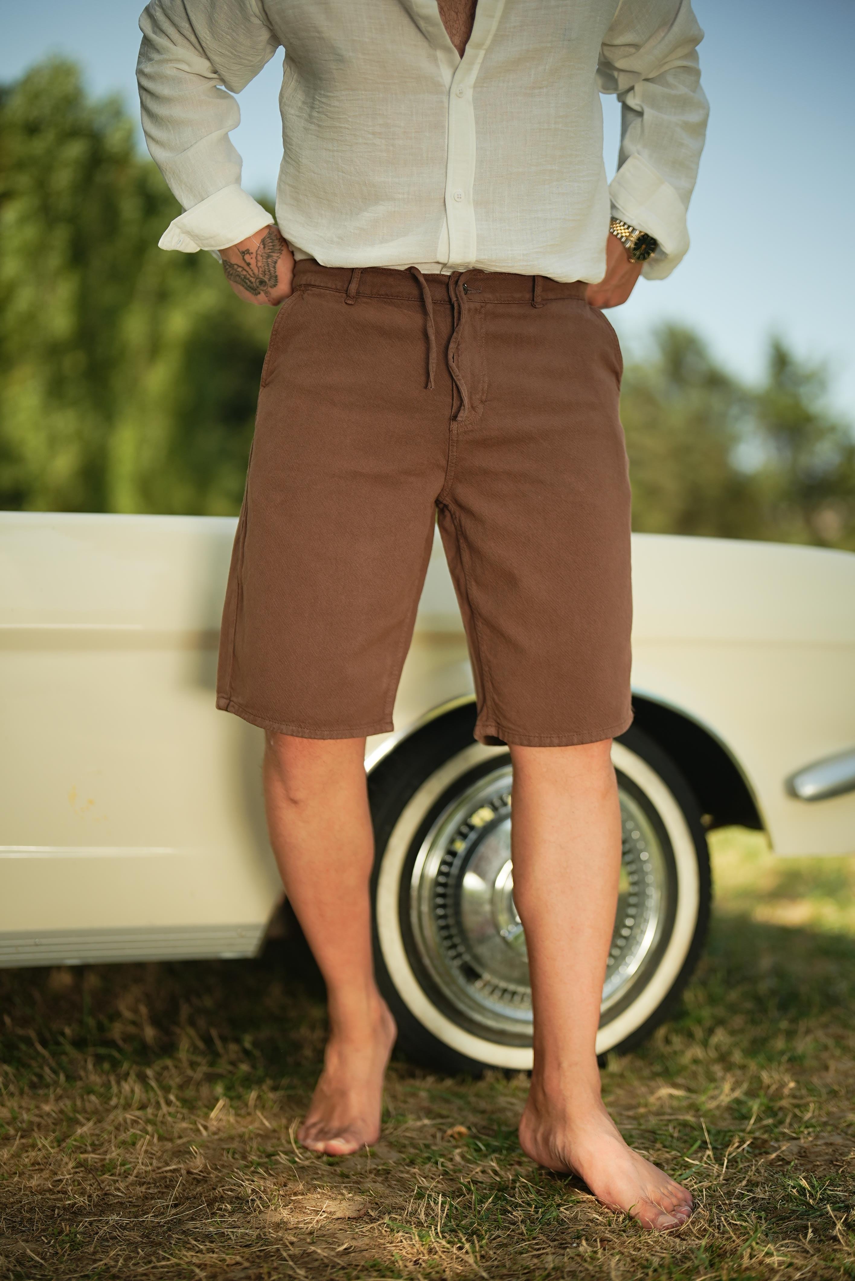 Bermuda Bol Kalıp Şort Kahve