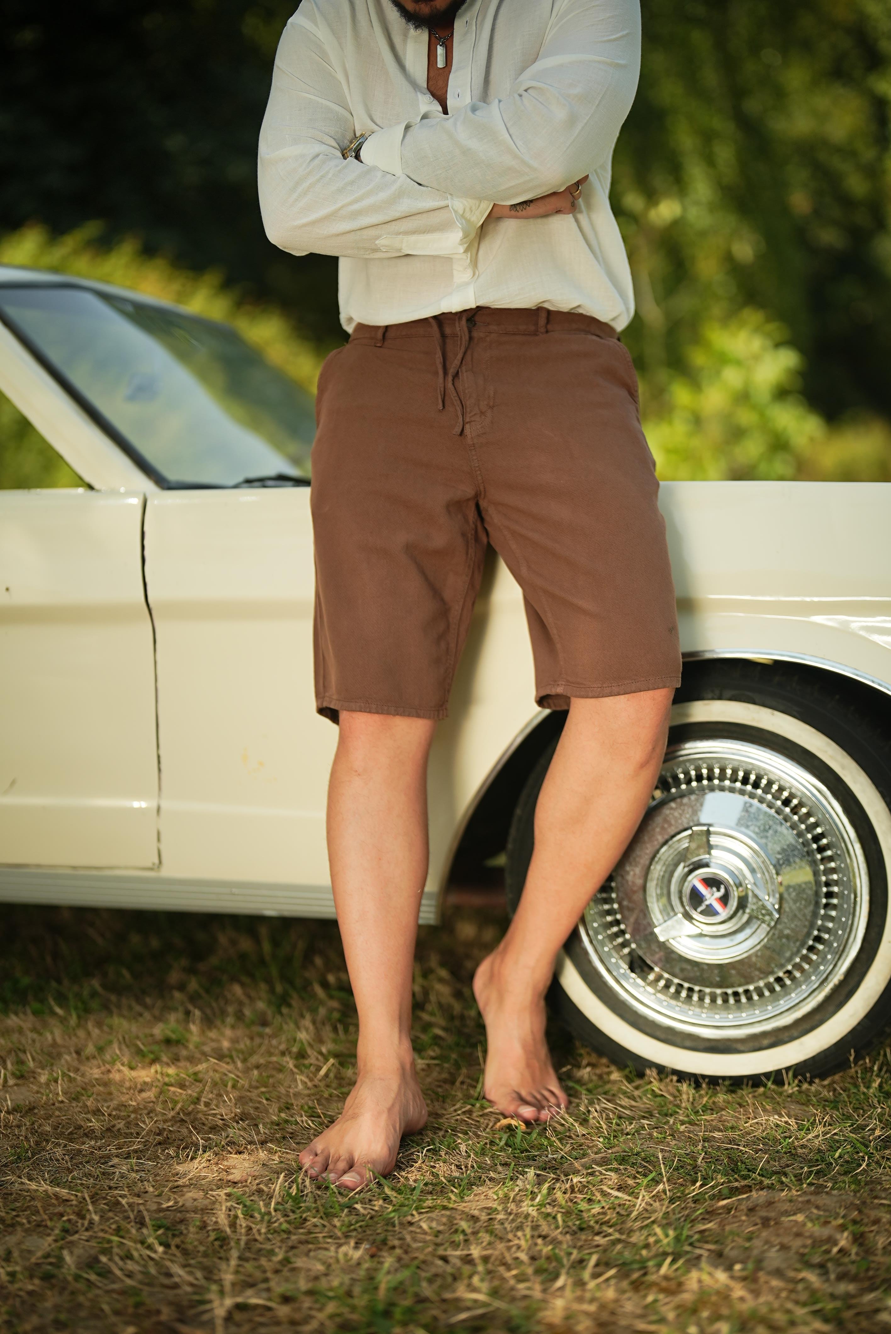 Bermuda Bol Kalıp Şort Kahve