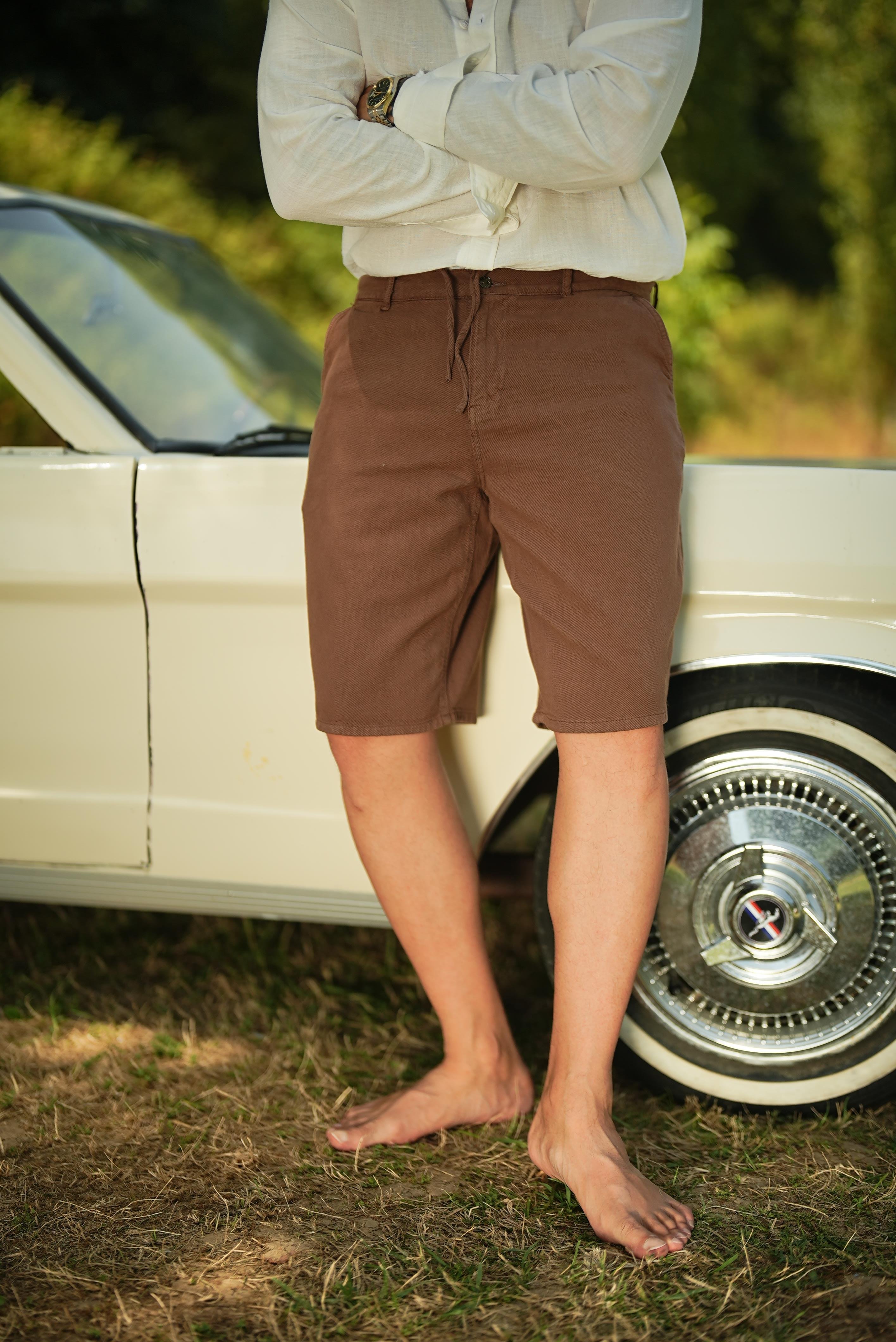 Bermuda Bol Kalıp Şort Kahve