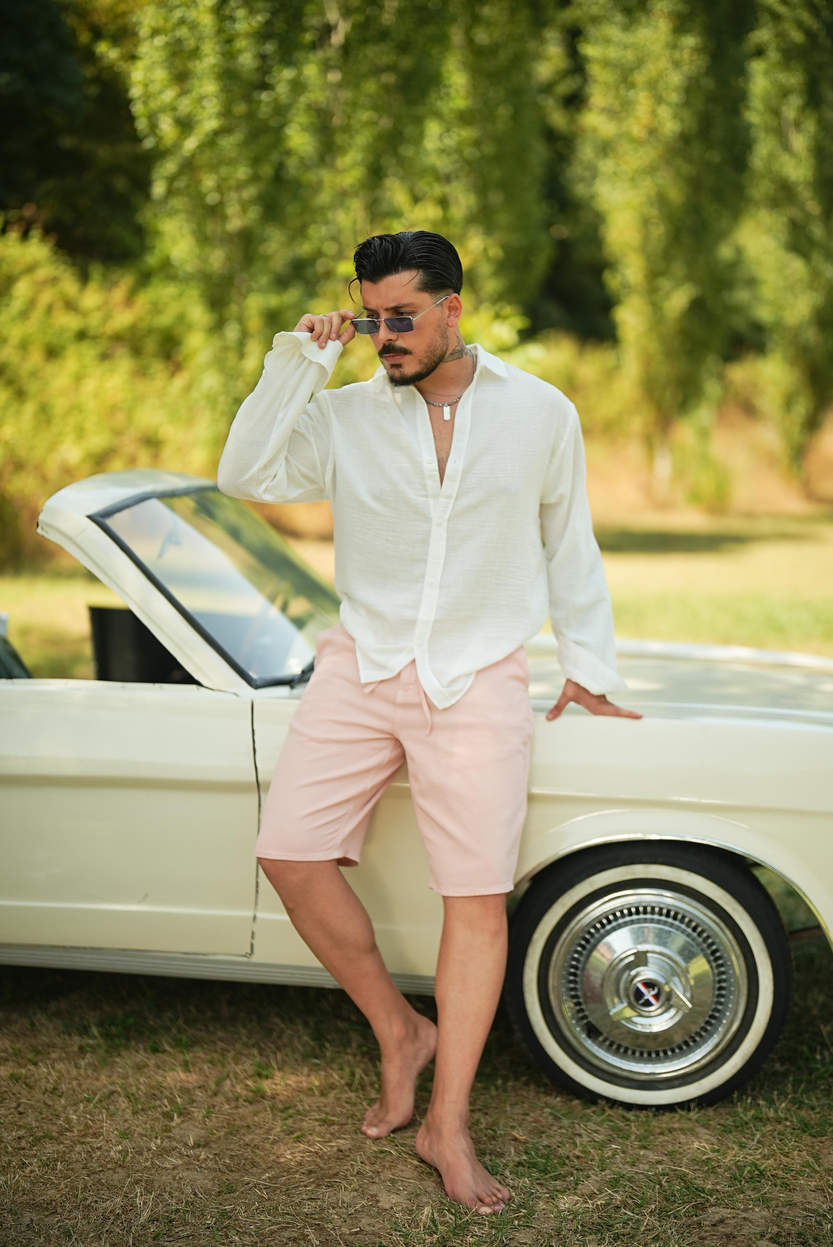 Bermuda Bol Kalıp Şort Somon