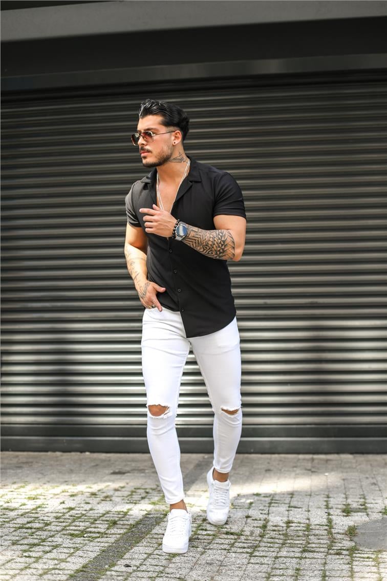 Beyaz Dizi Yırtık Skinny Jean Beyaz