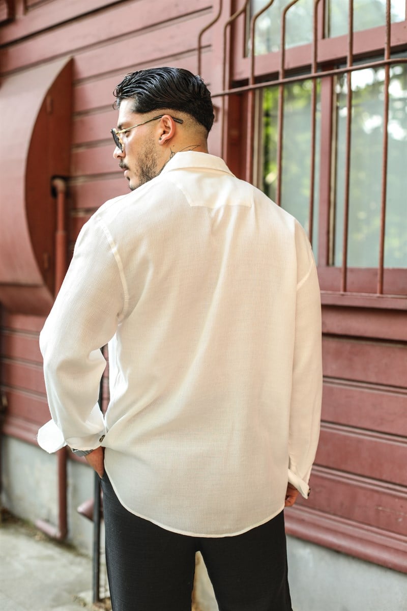 Beyaz İnce  Oversize Gömlek
