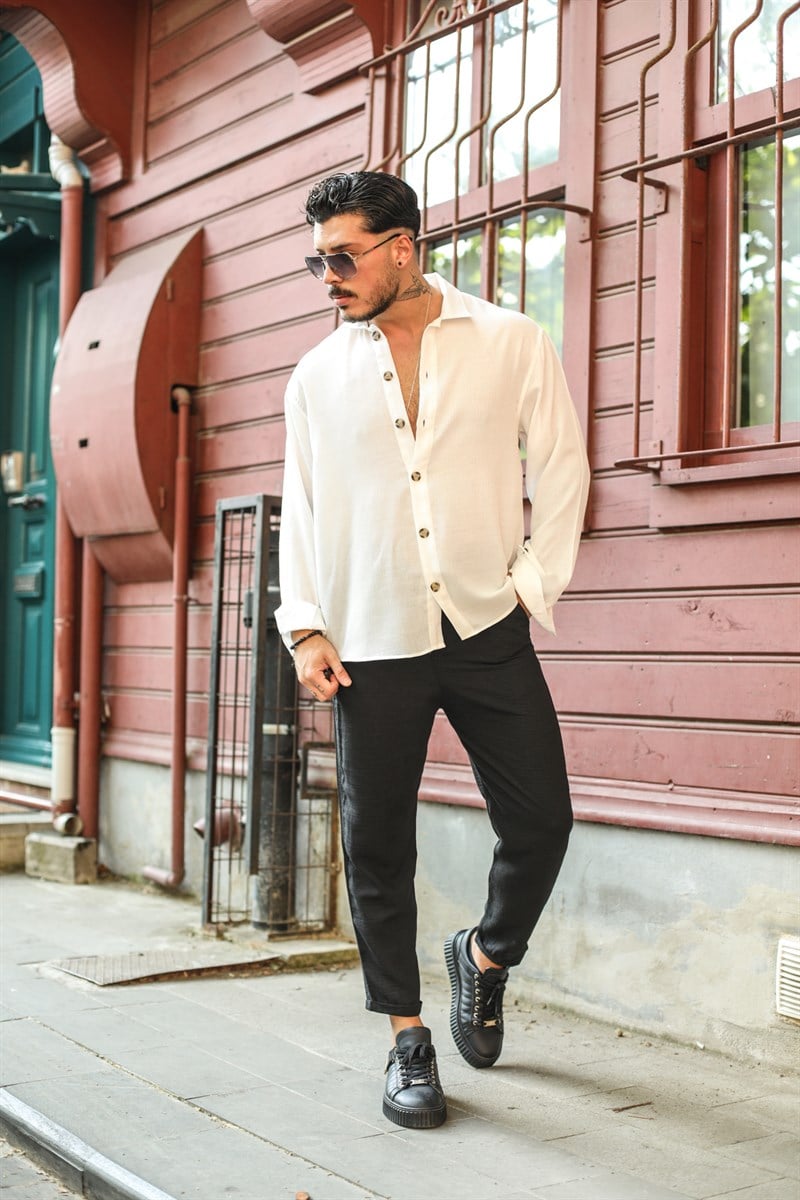 Beyaz İnce  Oversize Gömlek