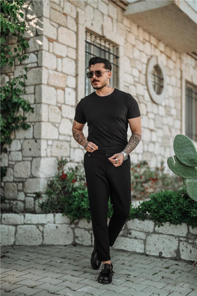 Bisiklet Yaka Slim Fit T-Shirt Siyah