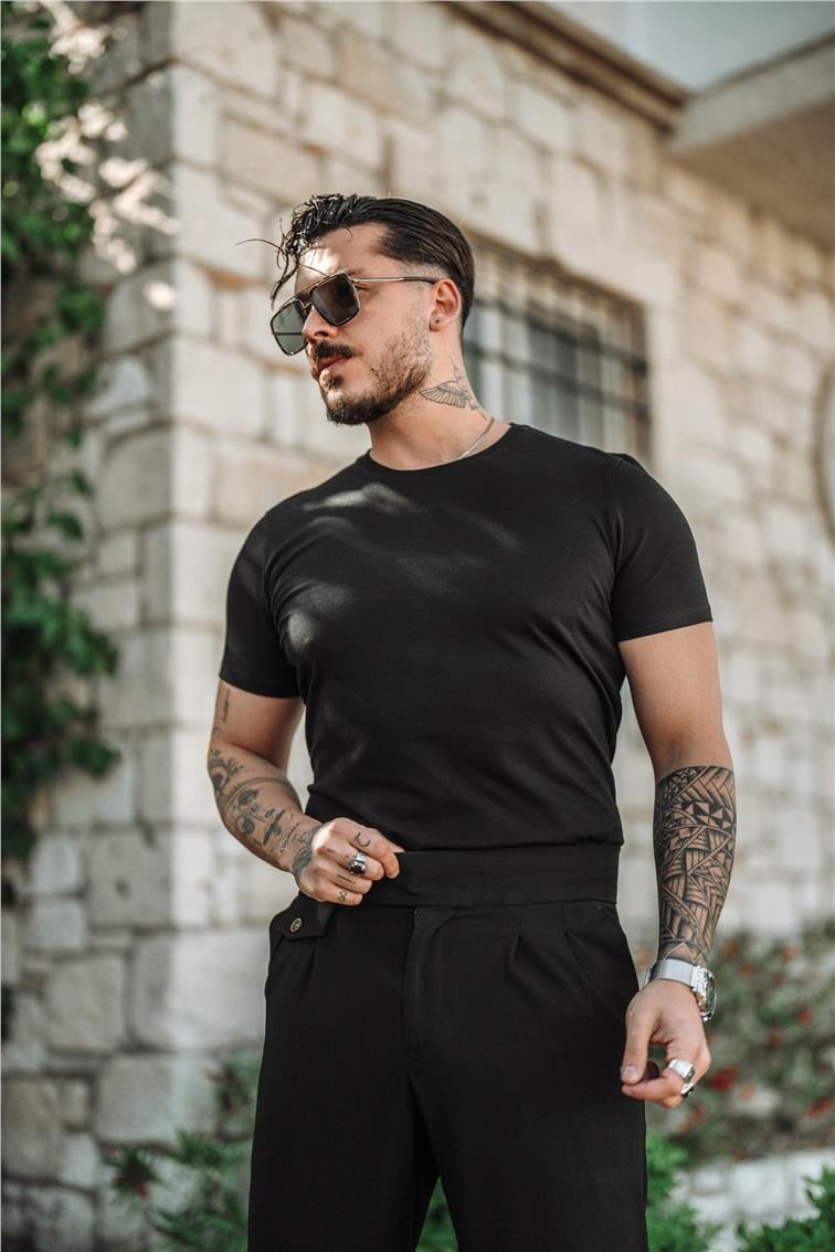 Bisiklet Yaka Slim Fit T-Shirt Siyah