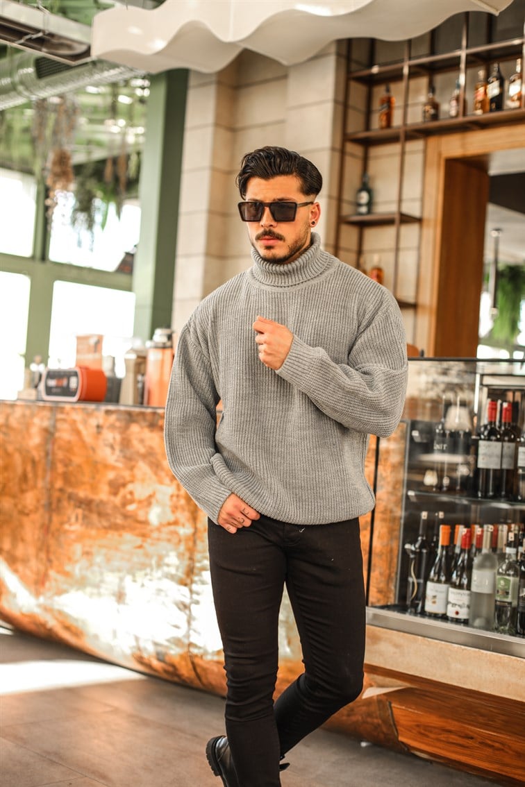 Boğazlı Örme Oversize Kazak