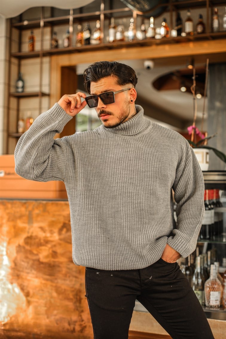 Boğazlı Örme Oversize Kazak