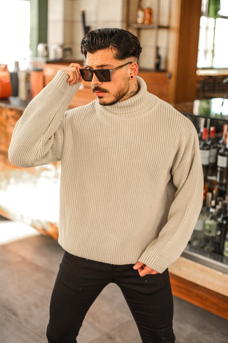 Boğazlı Örme Oversize Kazak