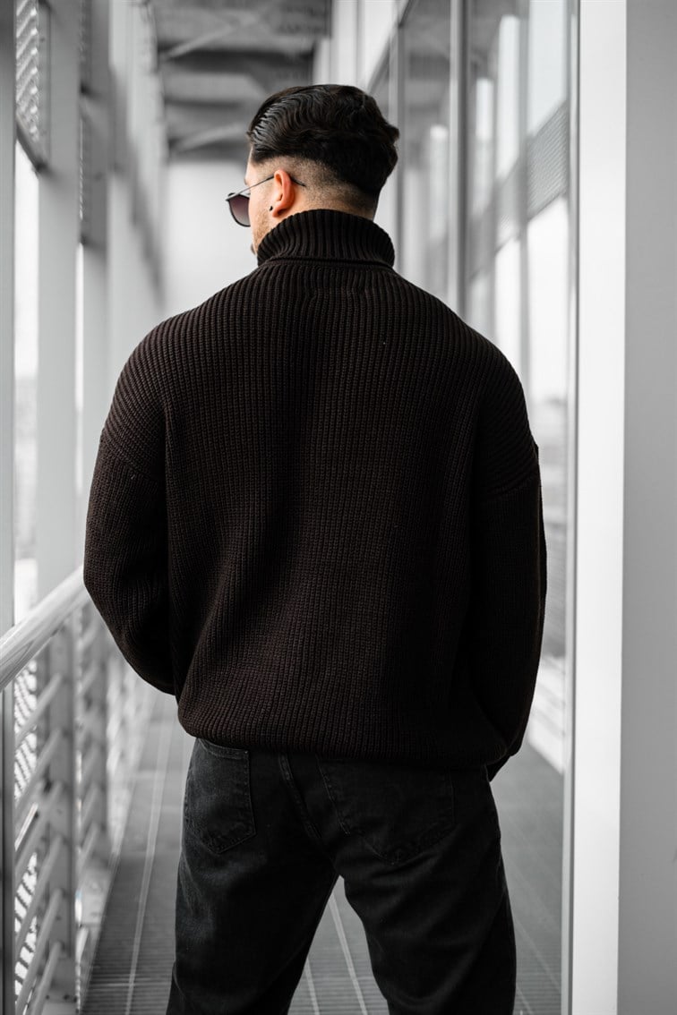 Boğazlı Örme Oversize Kazak