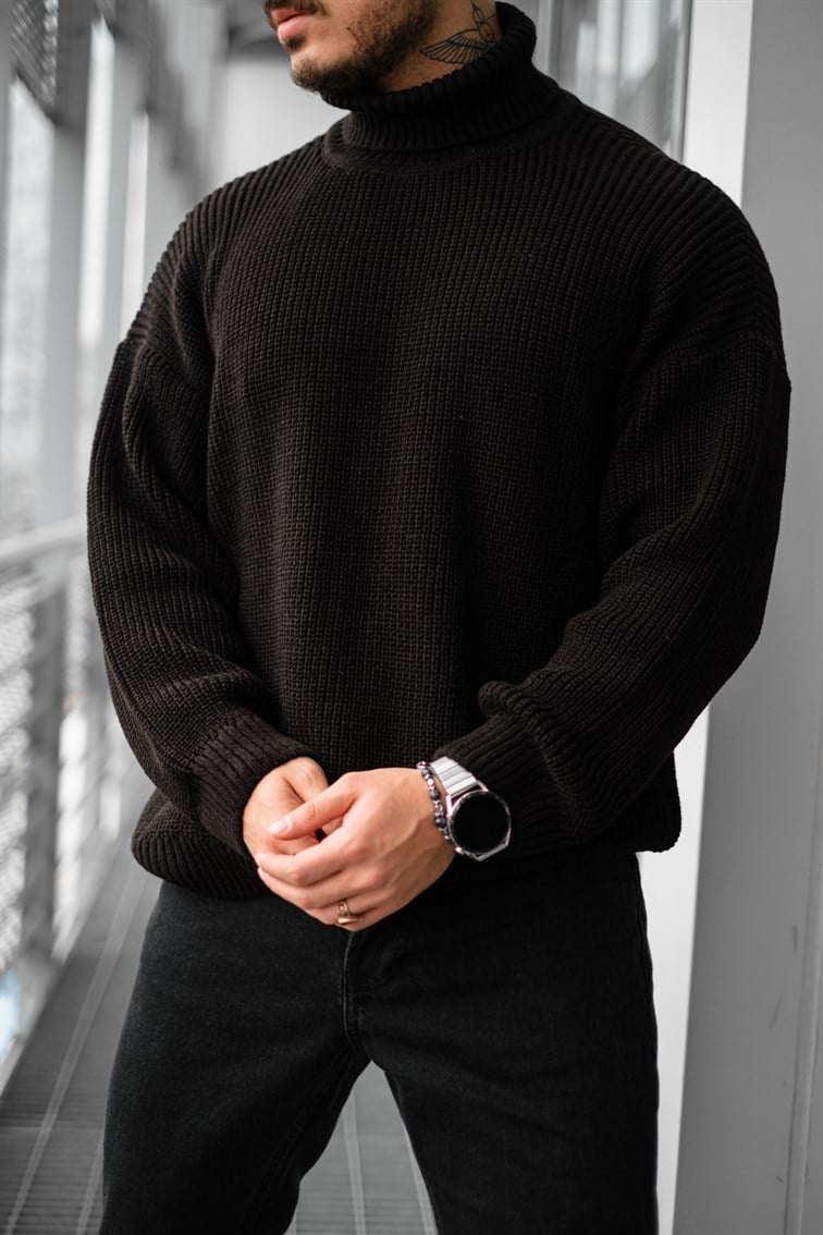 Boğazlı Örme Oversize Kazak