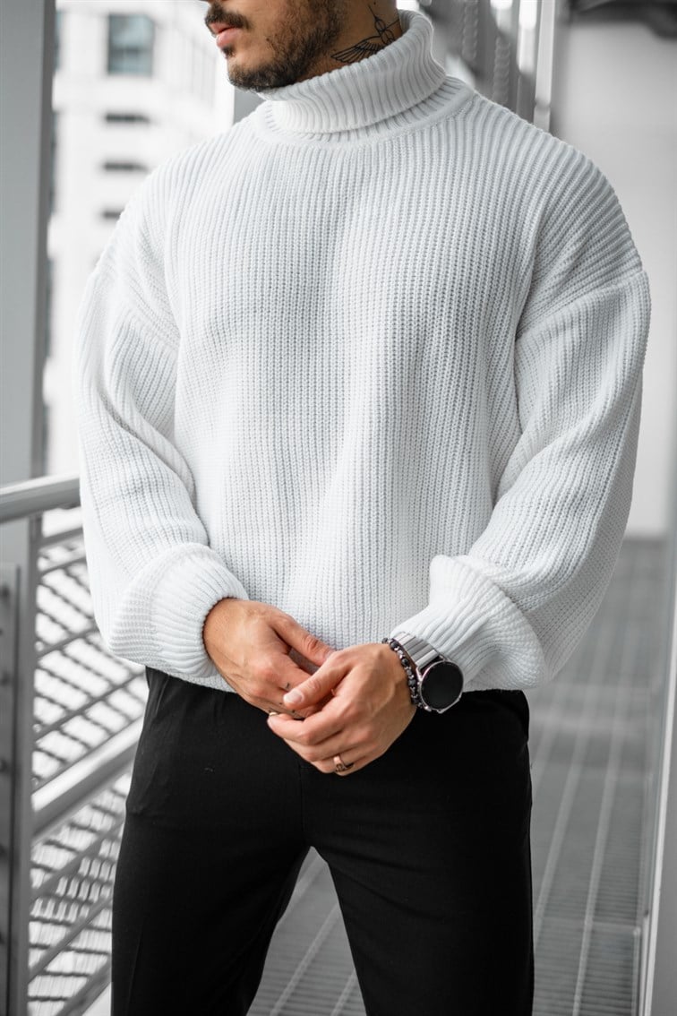 Boğazlı Örme Oversize Kazak